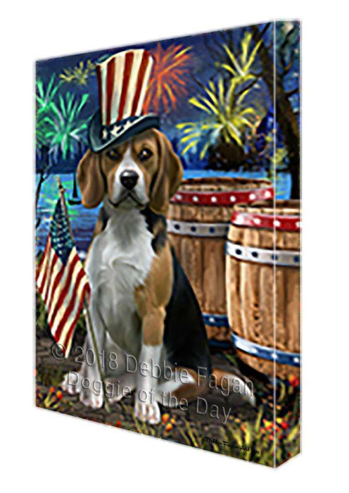 4th of July Independence Day Fireworks Beagle Dog at the Lake Canvas Print Wall Art Décor CVS74843
