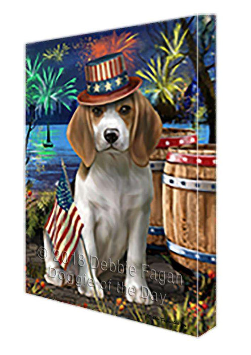 4th of July Independence Day Fireworks Beagle Dog at the Lake Canvas Print Wall Art Décor CVS74852