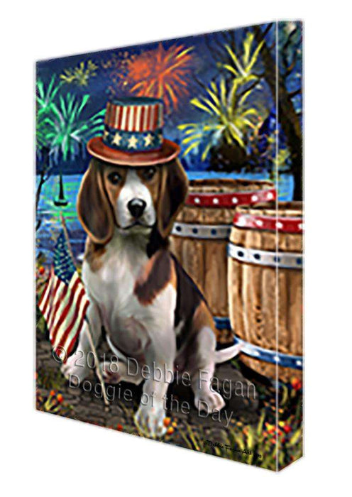 4th of July Independence Day Fireworks Beagle Dog at the Lake Canvas Print Wall Art Décor CVS74870