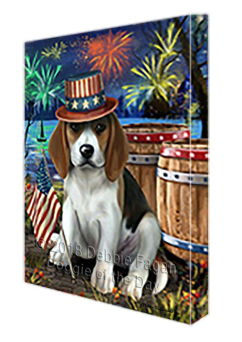 4th of July Independence Day Fireworks Beagle Dog at the Lake Canvas Print Wall Art Décor CVS74879