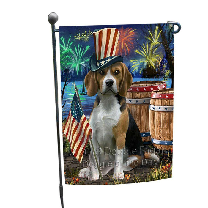 4th of July Independence Day Fireworks Beagle Dog at the Lake Garden Flag GFLG50839