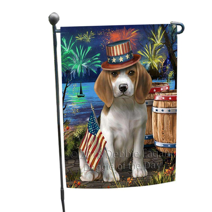 4th of July Independence Day Fireworks Beagle Dog at the Lake Garden Flag GFLG50840