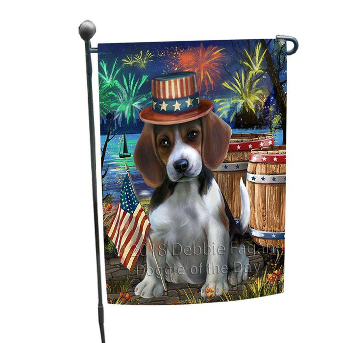 4th of July Independence Day Fireworks Beagle Dog at the Lake Garden Flag GFLG50841