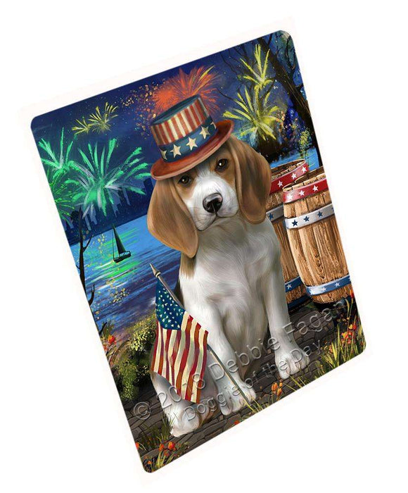 4th of July Independence Day Fireworks Beagle Dog at the Lake Large Refrigerator / Dishwasher Magnet RMAG65556