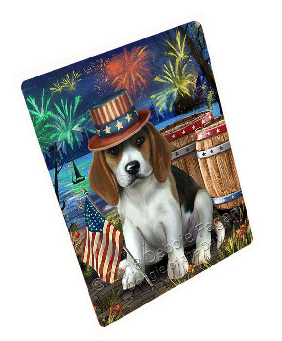 4th of July Independence Day Fireworks Beagle Dog at the Lake Large Refrigerator / Dishwasher Magnet RMAG65574