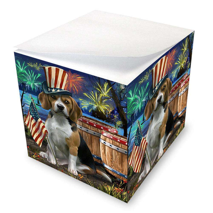 4th of July Independence Day Fireworks Beagle Dog at the Lake Note Cube NOC50917