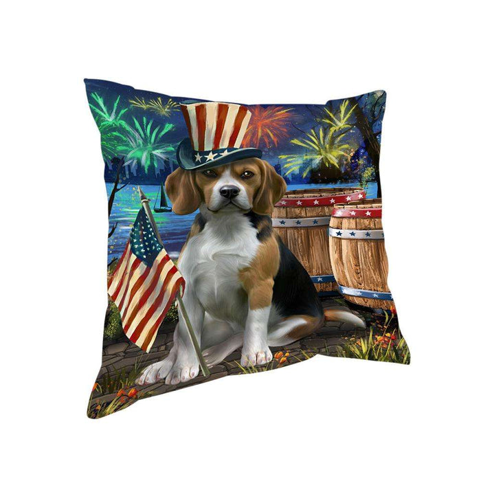 4th of July Independence Day Fireworks Beagle Dog at the Lake Pillow PIL59732