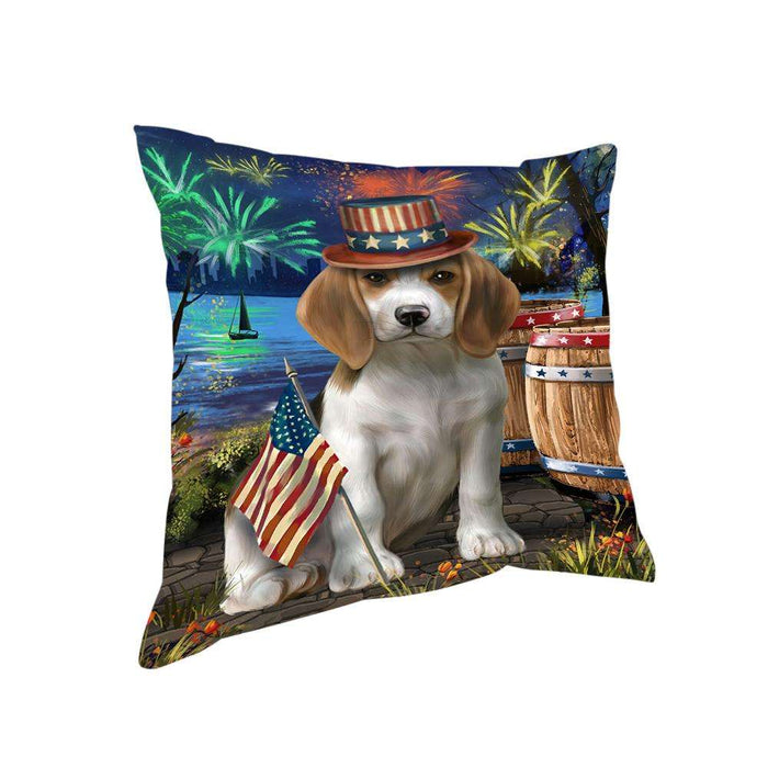 4th of July Independence Day Fireworks Beagle Dog at the Lake Pillow PIL59736