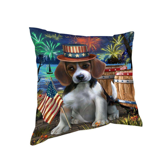 4th of July Independence Day Fireworks Beagle Dog at the Lake Pillow PIL59740