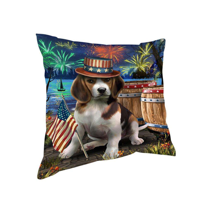 4th of July Independence Day Fireworks Beagle Dog at the Lake Pillow PIL59744