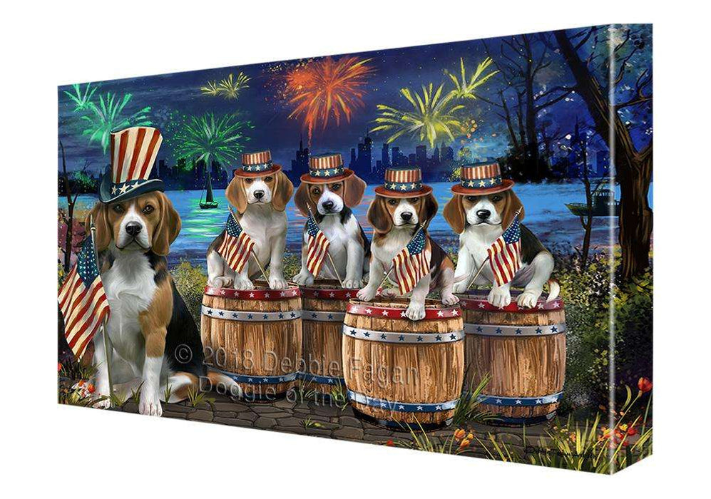 4th of July Independence Day Fireworks Beagles at the Lake Canvas Print Wall Art Décor CVS75689