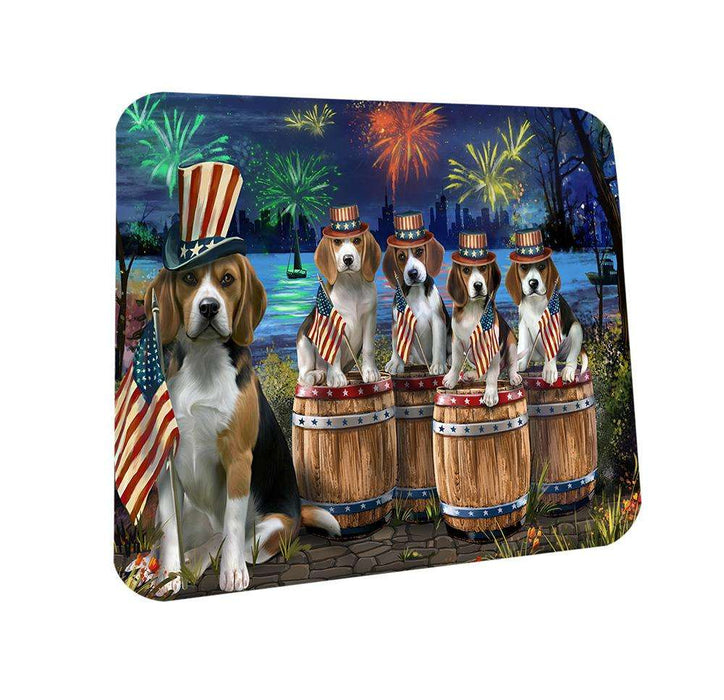 4th of July Independence Day Fireworks Beagles at the Lake Coasters Set of 4 CST50970