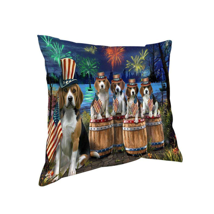 4th of July Independence Day Fireworks Beagles at the Lake Pillow PIL60108