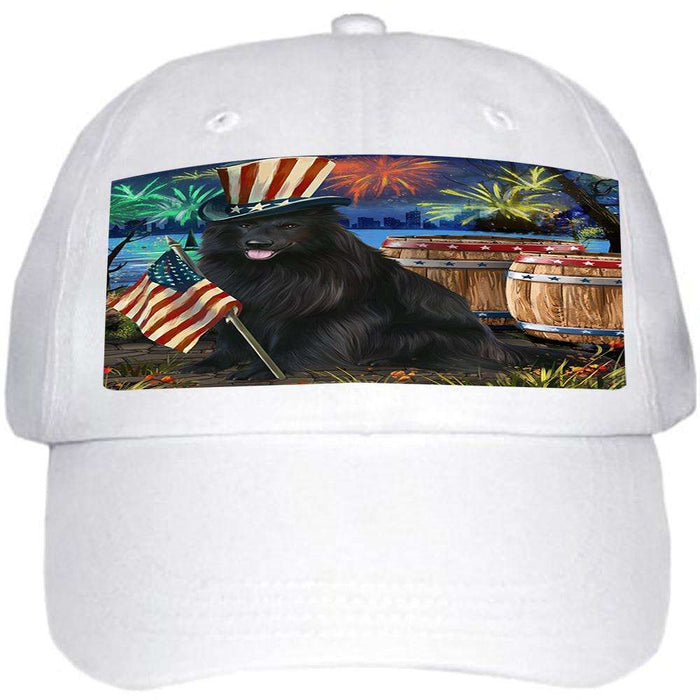 4th of July Independence Day Fireworks Belgian Shepherd Dog at the Lake Ball Hat Cap HAT56499