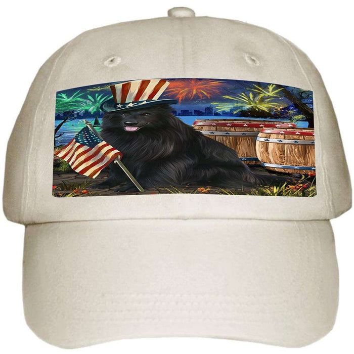 4th of July Independence Day Fireworks Belgian Shepherd Dog at the Lake Ball Hat Cap HAT56499