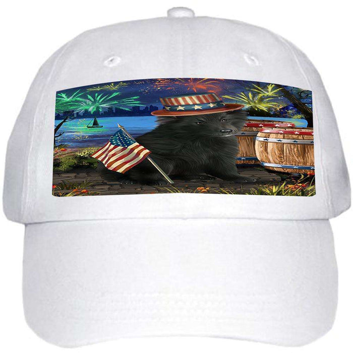 4th of July Independence Day Fireworks Belgian Shepherd Dog at the Lake Ball Hat Cap HAT56502