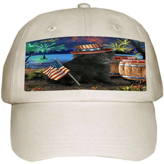 4th of July Independence Day Fireworks Belgian Shepherd Dog at the Lake Ball Hat Cap HAT56502