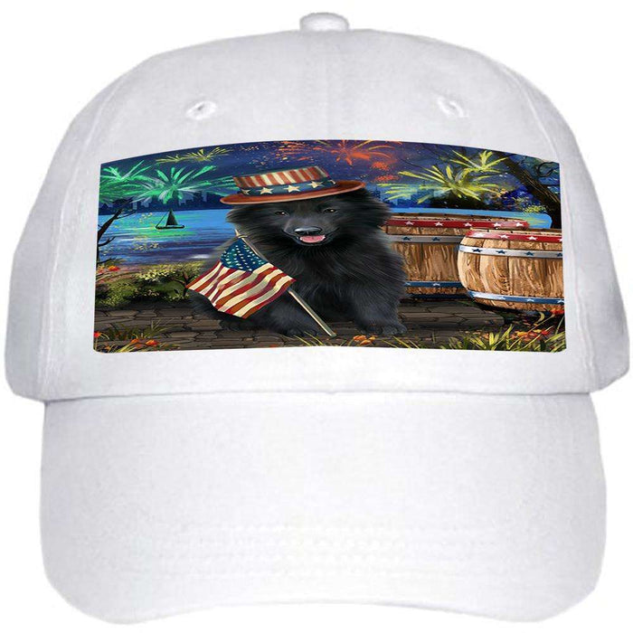 4th of July Independence Day Fireworks Belgian Shepherd Dog at the Lake Ball Hat Cap HAT56505