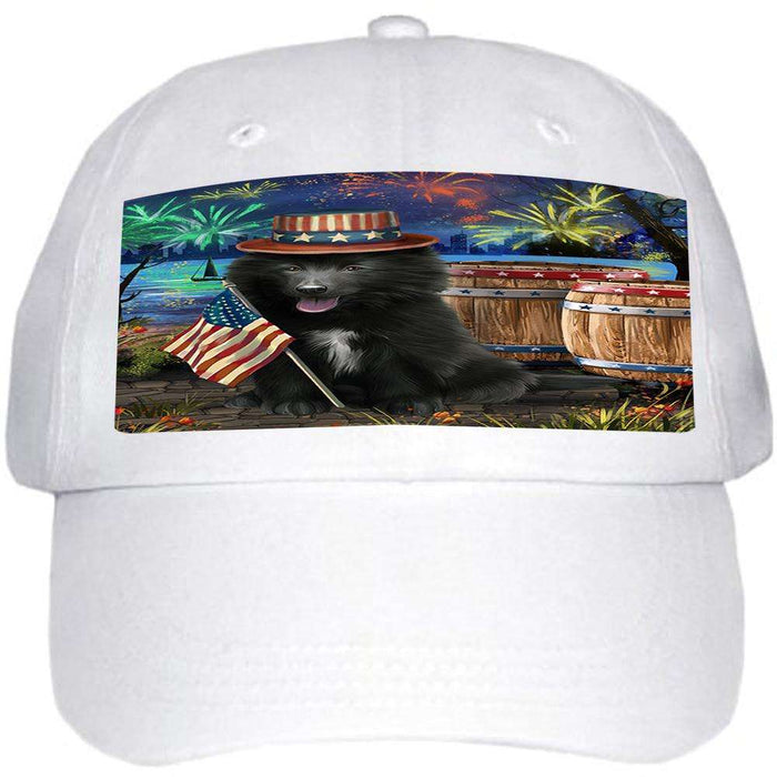 4th of July Independence Day Fireworks Belgian Shepherd Dog at the Lake Ball Hat Cap HAT56508