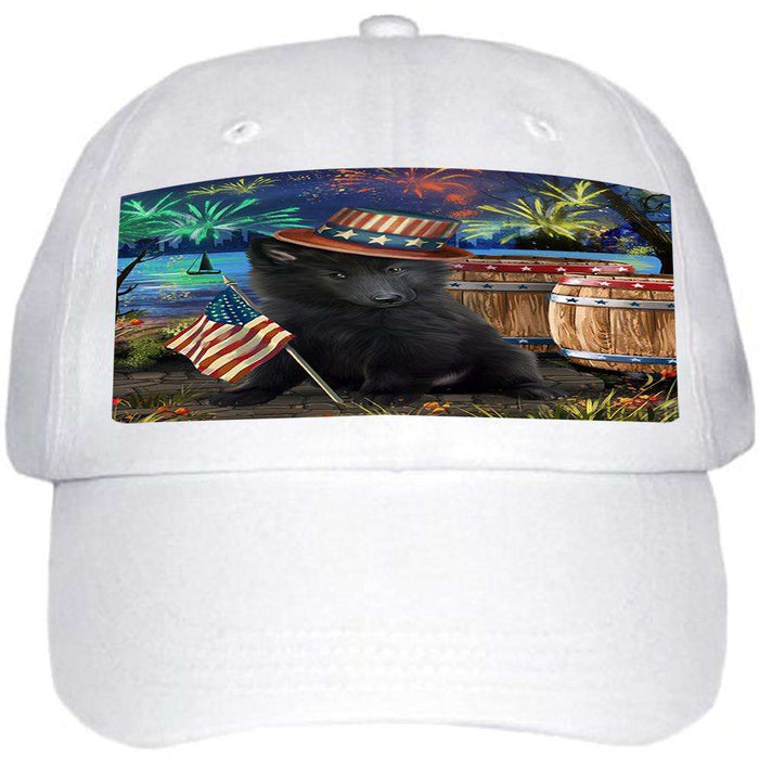4th of July Independence Day Fireworks Belgian Shepherd Dog at the Lake Ball Hat Cap HAT56511