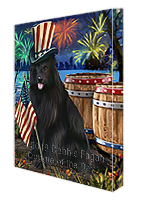 4th of July Independence Day Fireworks Belgian Shepherd Dog at the Lake Canvas Print Wall Art Décor CVS74888