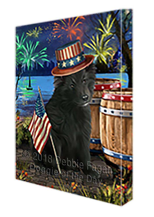 4th of July Independence Day Fireworks Belgian Shepherd Dog at the Lake Canvas Print Wall Art Décor CVS74897
