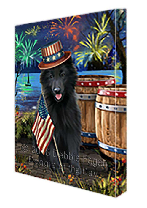 4th of July Independence Day Fireworks Belgian Shepherd Dog at the Lake Canvas Print Wall Art Décor CVS74906