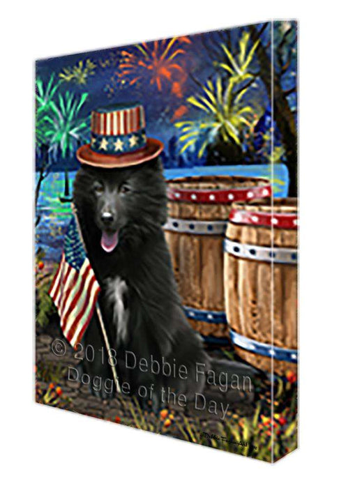 4th of July Independence Day Fireworks Belgian Shepherd Dog at the Lake Canvas Print Wall Art Décor CVS74915