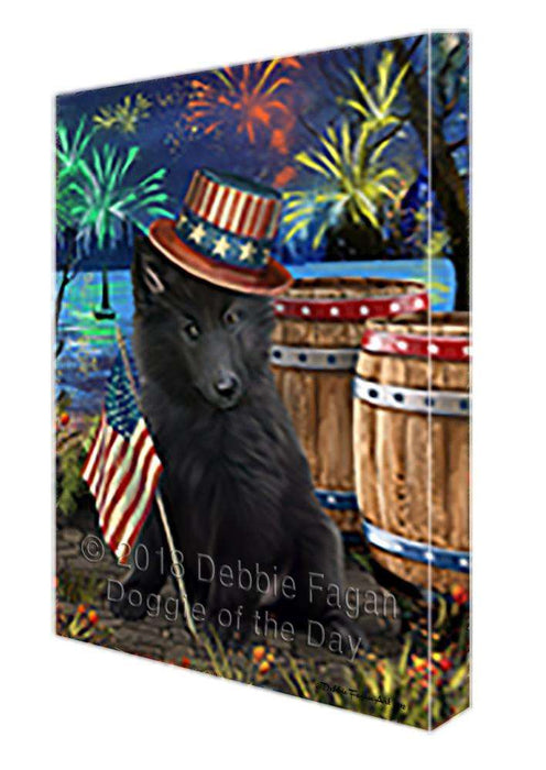 4th of July Independence Day Fireworks Belgian Shepherd Dog at the Lake Canvas Print Wall Art Décor CVS74924