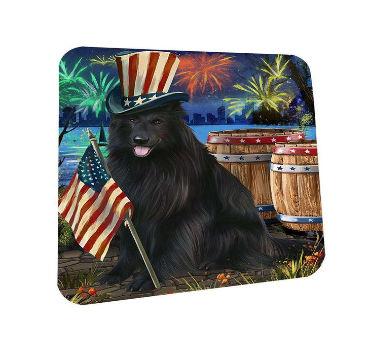4th of July Independence Day Fireworks Belgian Shepherd Dog at the Lake Coasters Set of 4 CST50881