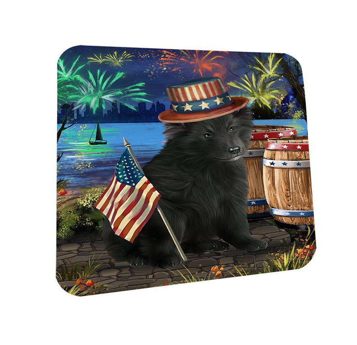 4th of July Independence Day Fireworks Belgian Shepherd Dog at the Lake Coasters Set of 4 CST50882