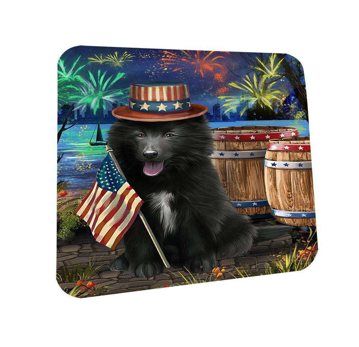 4th of July Independence Day Fireworks Belgian Shepherd Dog at the Lake Coasters Set of 4 CST50884