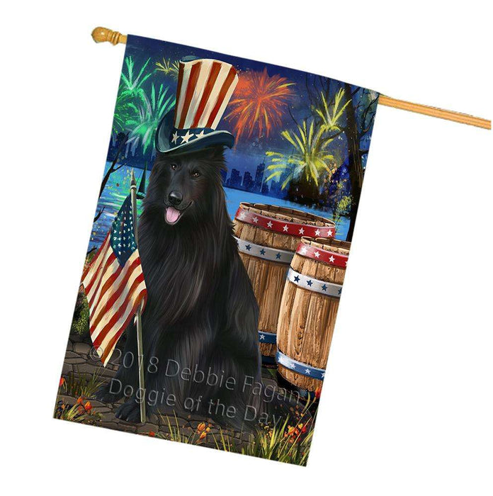 4th of July Independence Day Fireworks Belgian Shepherd Dog at the Lake House Flag FLG50980