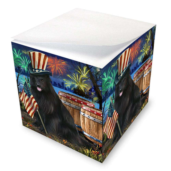 4th of July Independence Day Fireworks Belgian Shepherd Dog at the Lake Note Cube NOC50922