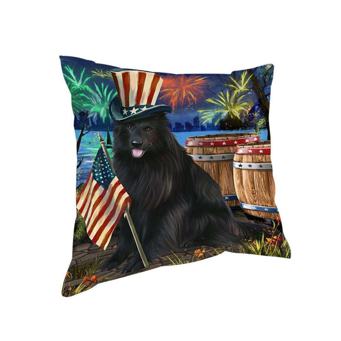 4th of July Independence Day Fireworks Belgian Shepherd Dog at the Lake Pillow PIL59752
