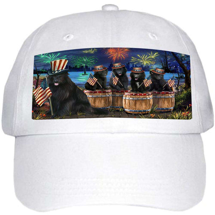 4th of July Independence Day Fireworks Belgian Shepherds at the Lake Ball Hat Cap HAT56769