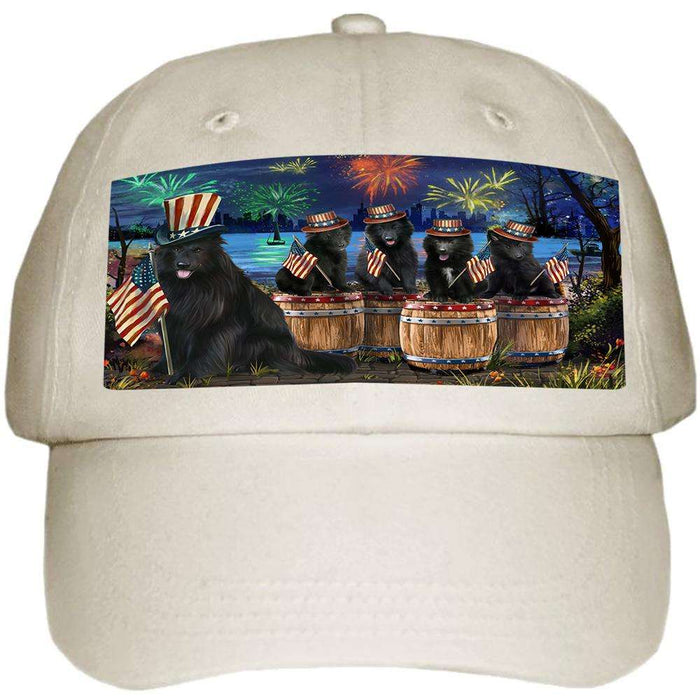 4th of July Independence Day Fireworks Belgian Shepherds at the Lake Ball Hat Cap HAT56769