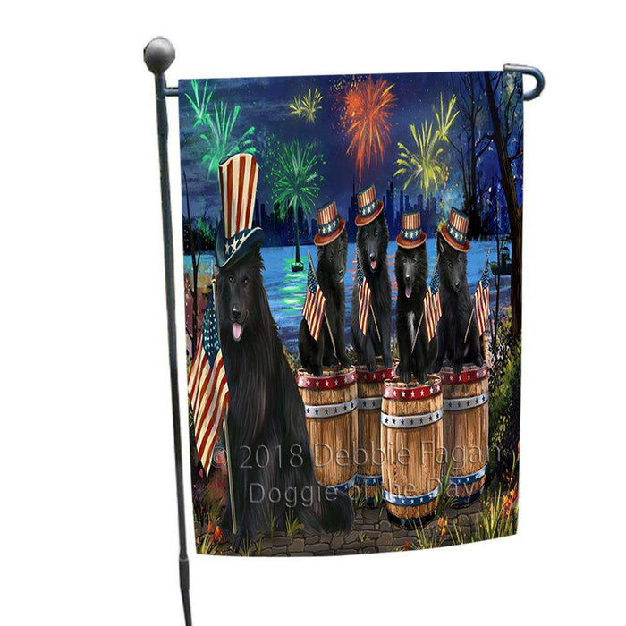 4th of July Independence Day Fireworks Belgian Shepherds at the Lake Garden Flag GFLG50934