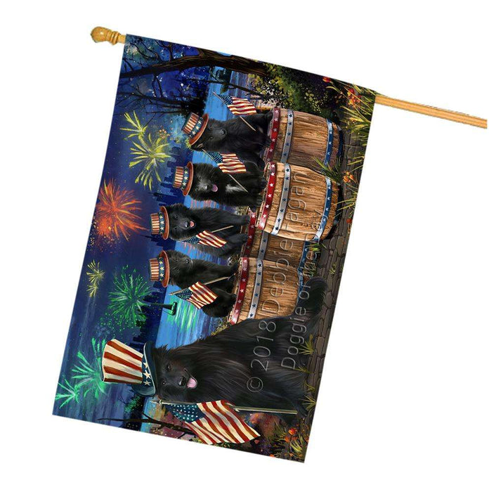 4th of July Independence Day Fireworks Belgian Shepherds at the Lake House Flag FLG51070
