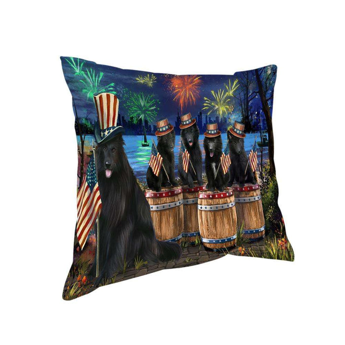 4th of July Independence Day Fireworks Belgian Shepherds at the Lake Pillow PIL60112