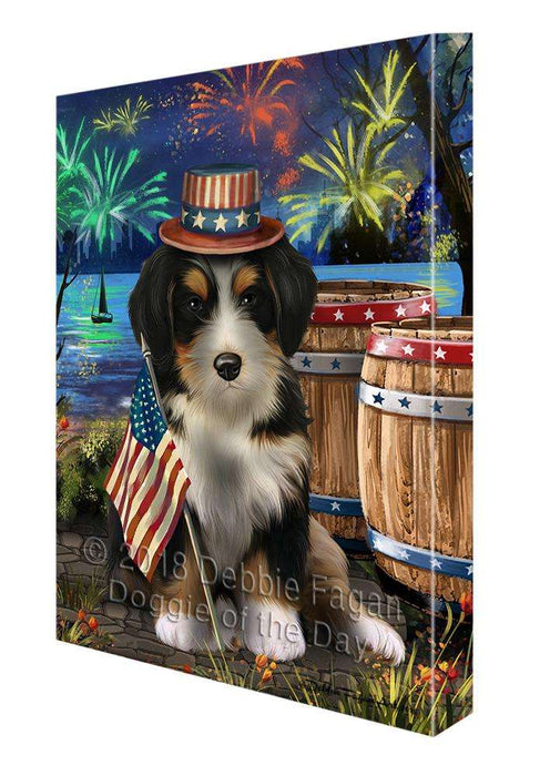 4th of July Independence Day Fireworks Bernedoodle Dog at the Lake Canvas Print Wall Art Décor CVS76391