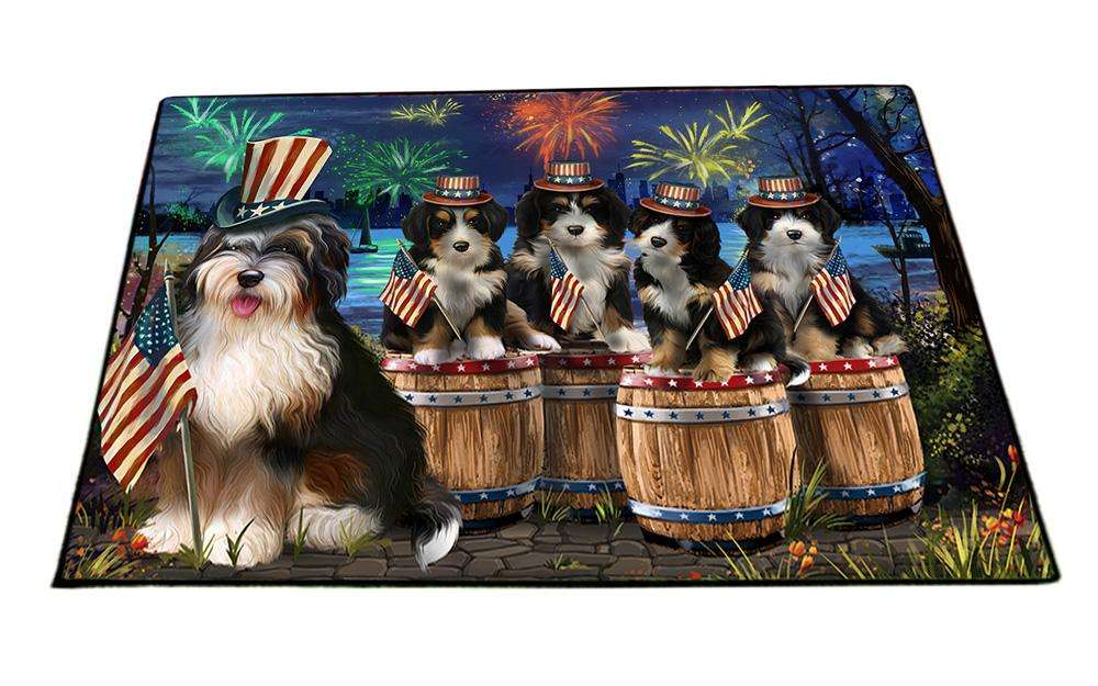 4th of July Independence Day Fireworks Bernedoodles at the Lake Floormat FLMS50865