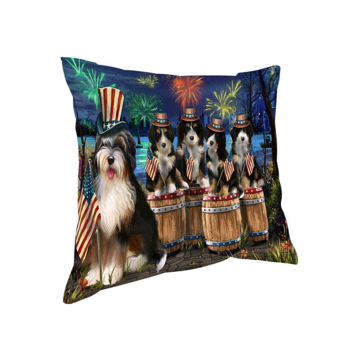4th of July Independence Day Fireworks Bernedoodles at the Lake Pillow PIL60116