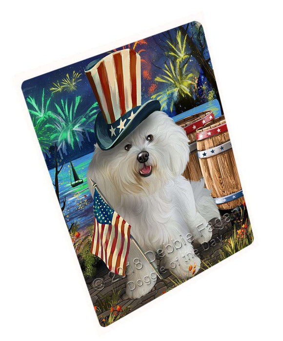 4th of July Independence Day Fireworks Bichon Frise Dog at the Lake Blanket BLNKT74424