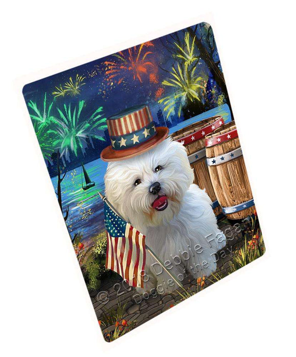 4th of July Independence Day Fireworks Bichon Frise Dog at the Lake Blanket BLNKT74433