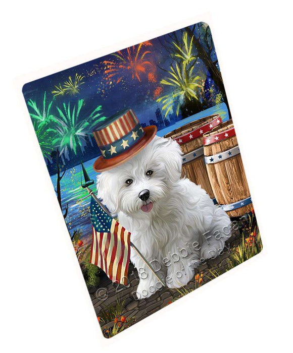 4th of July Independence Day Fireworks Bichon Frise Dog at the Lake Blanket BLNKT74442