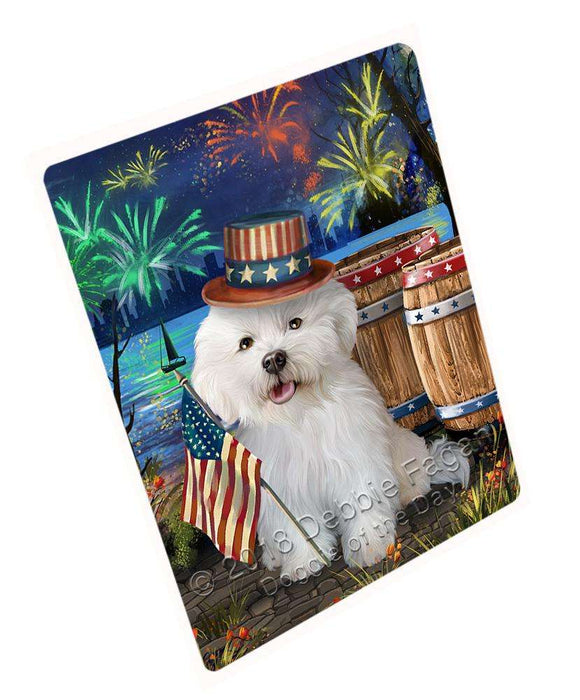 4th of July Independence Day Fireworks Bichon Frise Dog at the Lake Blanket BLNKT74451