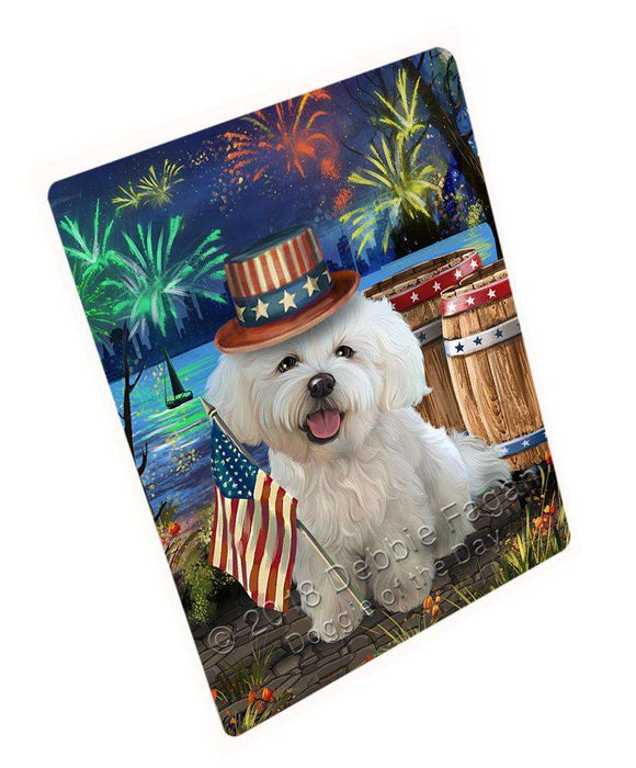 4th of July Independence Day Fireworks Bichon Frise Dog at the Lake Blanket BLNKT74460