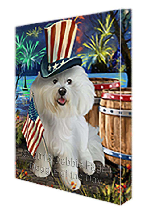 4th of July Independence Day Fireworks Bichon Frise Dog at the Lake Canvas Print Wall Art Décor CVS74933