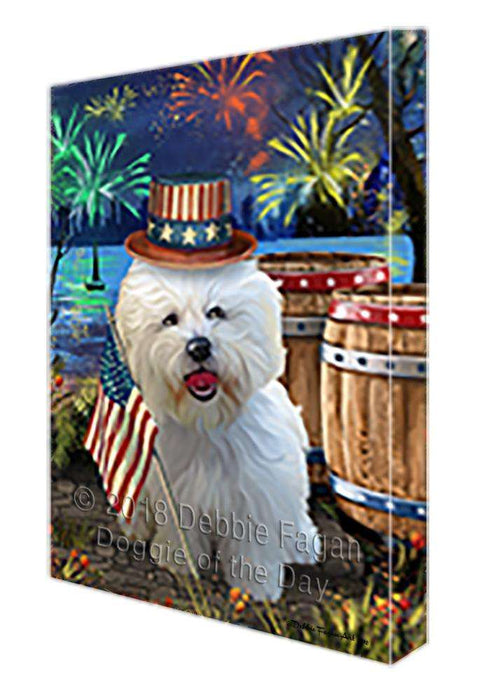 4th of July Independence Day Fireworks Bichon Frise Dog at the Lake Canvas Print Wall Art Décor CVS74942